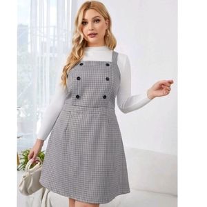 NWOT Plaid Print Overall Dress